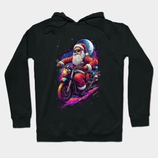 Santa in Space on a Motorcycle Hoodie